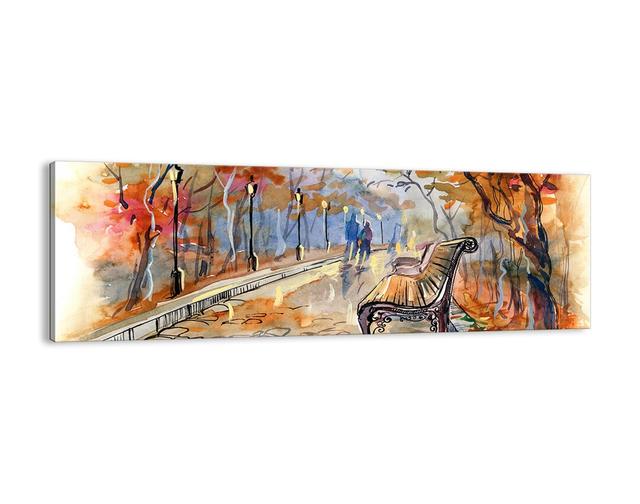 Leinwandbild Gemeinsame Wanderung im Herbst ModernMoments Größe: 50 cm H x 160 cm x 1,8 cm T on Productcaster.