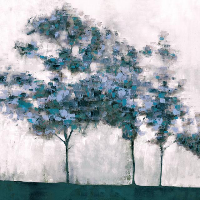 Soft Blue Painted Trees - Wrapped Canvas Painting ClassicLiving Size: 122cm H x 122cm W x 3.8cm D on Productcaster.