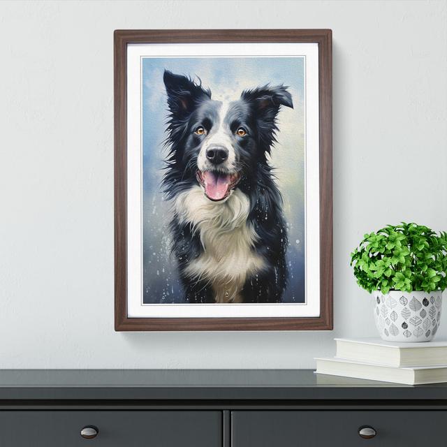 Border Collie Realism - Single Picture Frame Print on Wood Marlow Home Co. Size: 34cm H x 25cm W x 2cm D, Format: Walnut Framed on Productcaster.