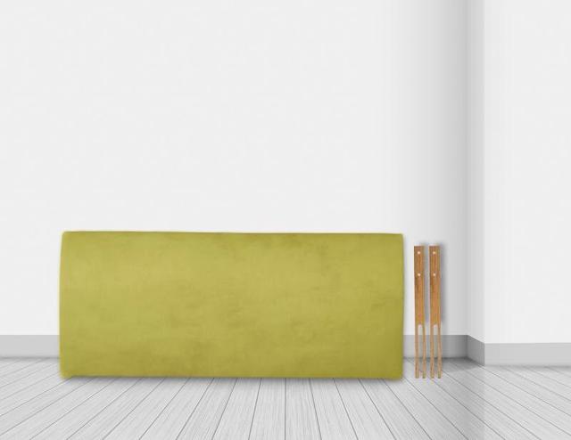 Godric Upholstered Headboard Brayden Studio Size: Small Double (4'), Colour: Olive on Productcaster.