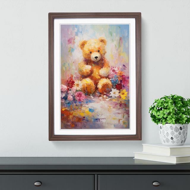 Teddy Bear Impressionism - Print Alpen Home Size: 34cm H x 25cm W x 2cm D, Frame Colour: Walnut on Productcaster.