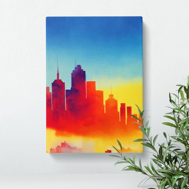 City Skyline In Watercolour No.1 - Wrapped Canvas Print 17 Stories Size: 60cm H x 40cm W x 3cm D on Productcaster.