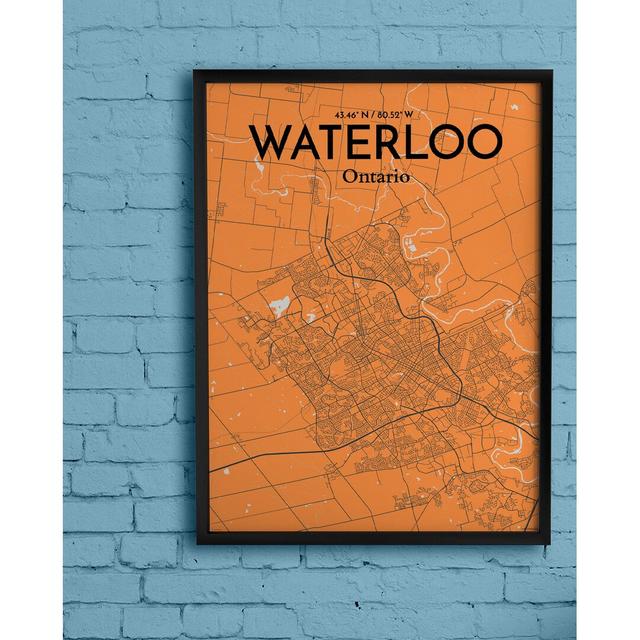 Waterloo City Map - Unframed Graphic Art Print on Paper East Urban Home Size: 43 cm H x 28 cm W on Productcaster.