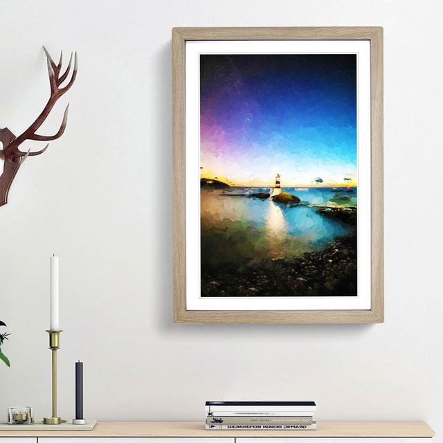 Penmon Lighthouse in Anglesey Wales in Abstract - Picture Frame Graphic Art Print East Urban Home Size: 48cm H x 36cm W x 2cm D, Frame Option: Oak Fra on Productcaster.