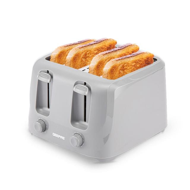 Geepas 4 Slice Bread Toaster With 6 Level Browning Control Geepas Colour: Grey on Productcaster.