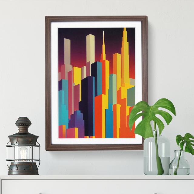 Breathtaking City Skyline Abstract - Art Prints 17 Stories Size: 66cm H x 48cm W x 2cm D, Format: Walnut Framed, Matte Colour: White on Productcaster.