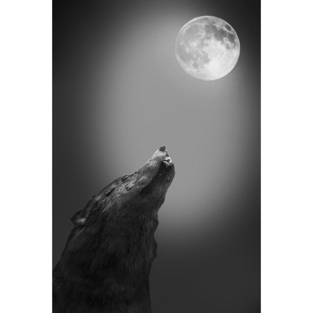 Blithe Wolf Howls To The Moon - Wrapped Canvas Print Alpen Home Size: 30cm H x 20cm W x 3.8cm D on Productcaster.