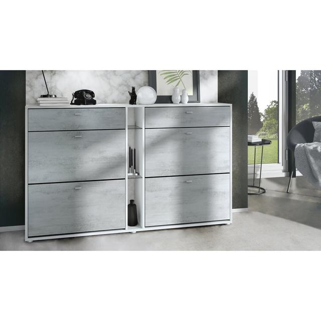 Agisilaos 32 Pair Flip Down Shoe Storage Metro Lane Finish: White Matt/Concrete Oxide Look on Productcaster.