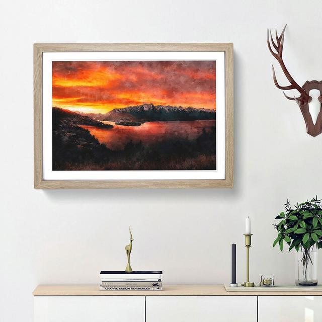 Sunset over Queenstown - Picture Frame Painting Print East Urban Home Size: 33cm H x 45cm W x 2cm D, Frame Option: Oak Framed on Productcaster.