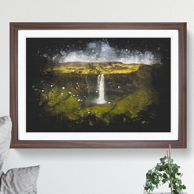 Seljalandsfoss Waterfall in Iceland Vol.1 Paint Splash - Picture Frame Graphic Art East Urban Home Size: 36cm H x 48cm W x 2cm D, Frame Option: Walnut on Productcaster.