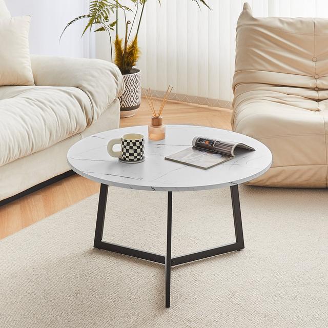 Brandey Frame Coffee Table Metro Lane Top Design: Marble, Table Top Colour: White on Productcaster.