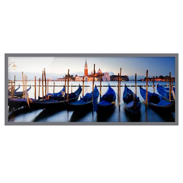 Venice Gondolas - Picture Frame Graphic Art Longshore Tides Size: 40cm H x 100cm W x 2cm D, Frame Option: Grey Framed on Productcaster.