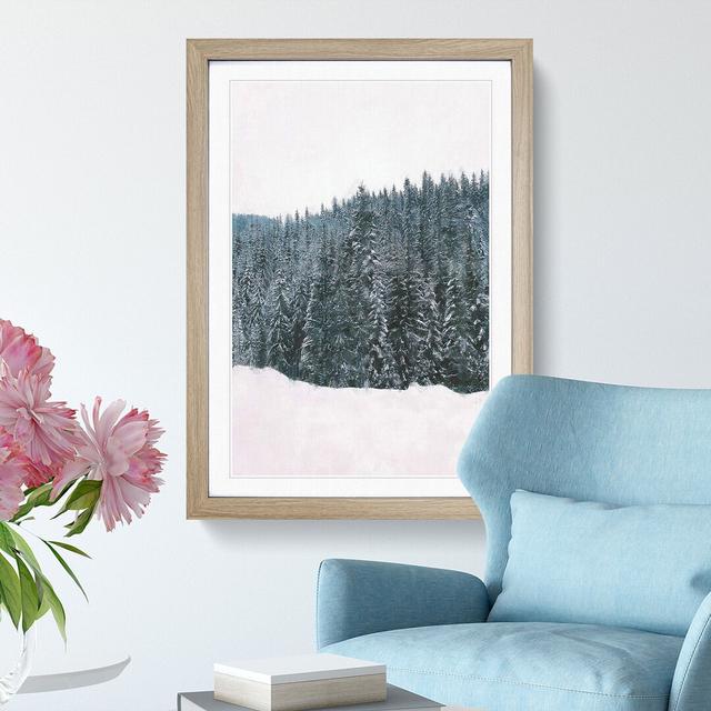 Fir Tree Forest in Winter - Picture Frame Painting Print East Urban Home Size: 63cm H x 45cm W x 2cm D, Frame Option: Oak Framed on Productcaster.