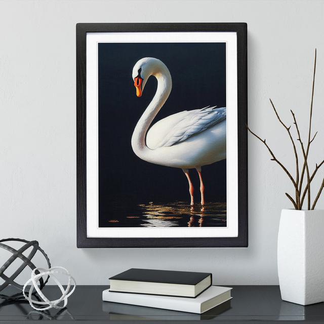 Swan In A Pond No.1 - Single Picture Frame Print Marlow Home Co. Size: 64cm H x 46cm W x 2cm D, Frame Colour: Black Framed on Productcaster.