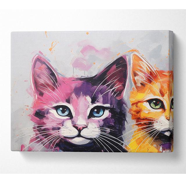 Three Cats Standing - Wrapped Canvas Art Prints Bright Star Size: 81cm H x 121.9cm W x 10cm D on Productcaster.