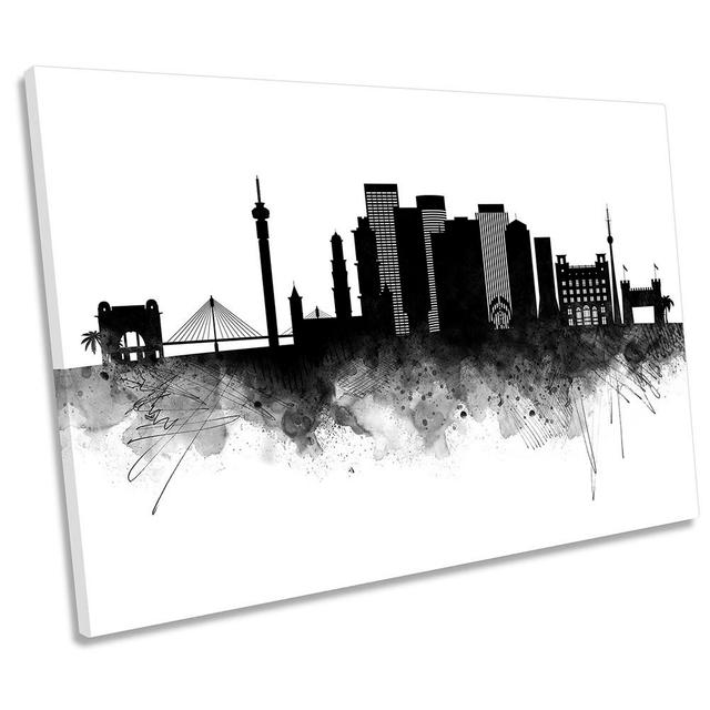 Johannesburg Abstract City Skyline - Wrapped Canvas Graphic Art Ebern Designs Size: 81.3cm H x 121.9cm W x 4cm D on Productcaster.