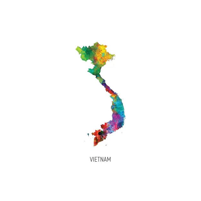 Vietnam Map by Michael Tompsett - Wrapped Canvas Art Prints Ebern Designs Size: 30.48cm H x 20.32cm W x 1.91cm D on Productcaster.