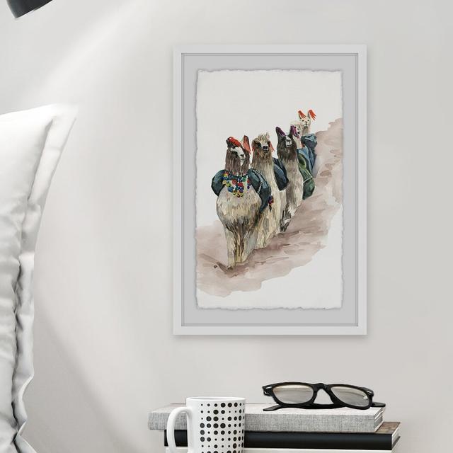 Llamas in a Row - Picture Frame Painting Print on Paper East Urban Home Size: 30 cm H x 20 cm W x 4cm D on Productcaster.