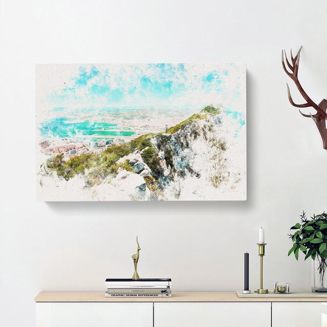 Rock of Gibraltar Skyline - Wrapped Canvas Graphic Art Print East Urban Home Size: 60cm H x 91cm W x 4cm D on Productcaster.