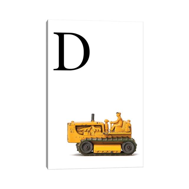 D Bulldozer Yellow White Letter - Print on Canvas Williston Forge Size: 101.6cm H x 66.04cm W x 3.81cm D, Format: Wrapped Canvas on Productcaster.