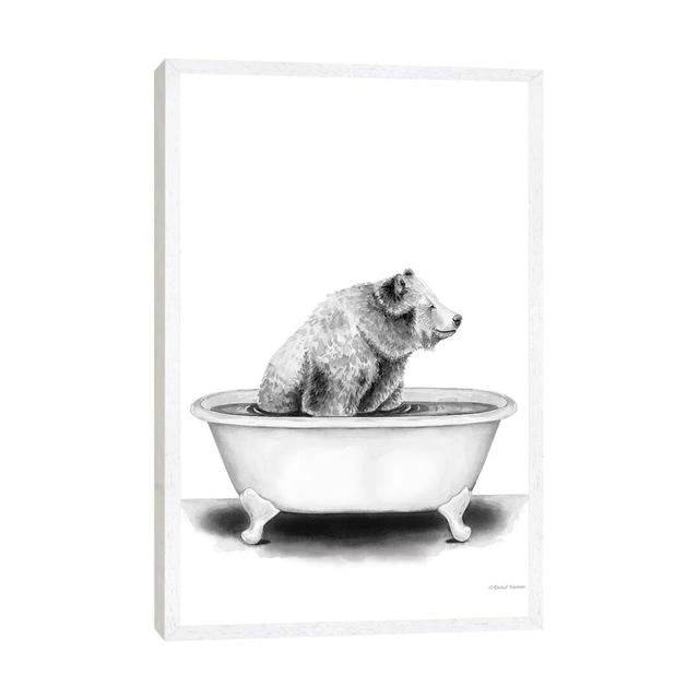 Bear In Tub Maturi Size: 66.04cm H x 45.72cm W x 3.81cm D, Format: White Framed on Productcaster.