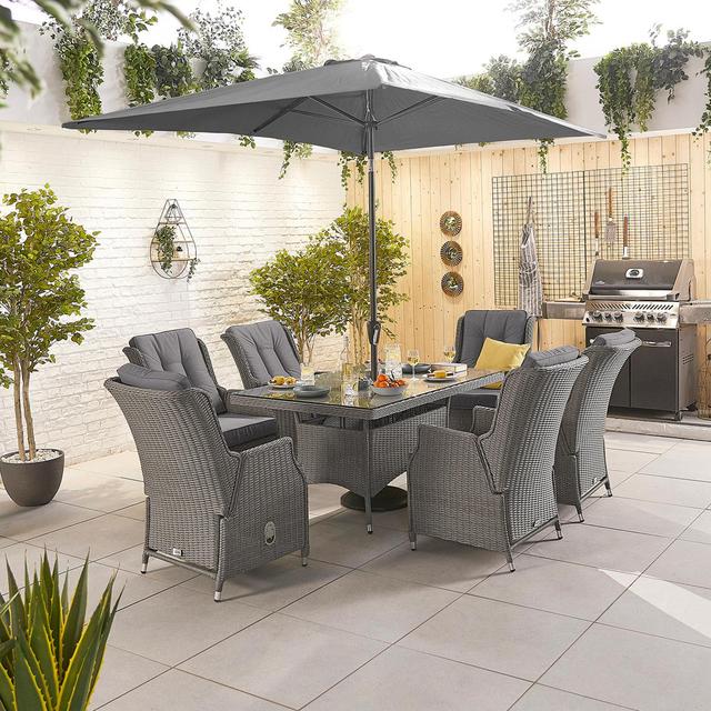 Melara 6 Seater Dining Set with Cushions Dakota Fields Colour (Frame): Slate Grey Rattan on Productcaster.