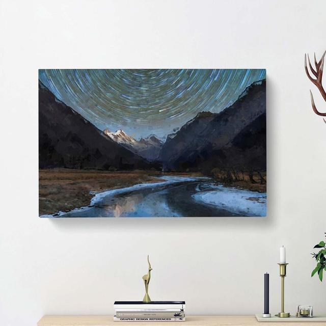 Mountains in Sichuan China in Abstract - Wrapped Canvas Painting Print East Urban Home Size: 60cm H x 91cm W x 3cm D on Productcaster.