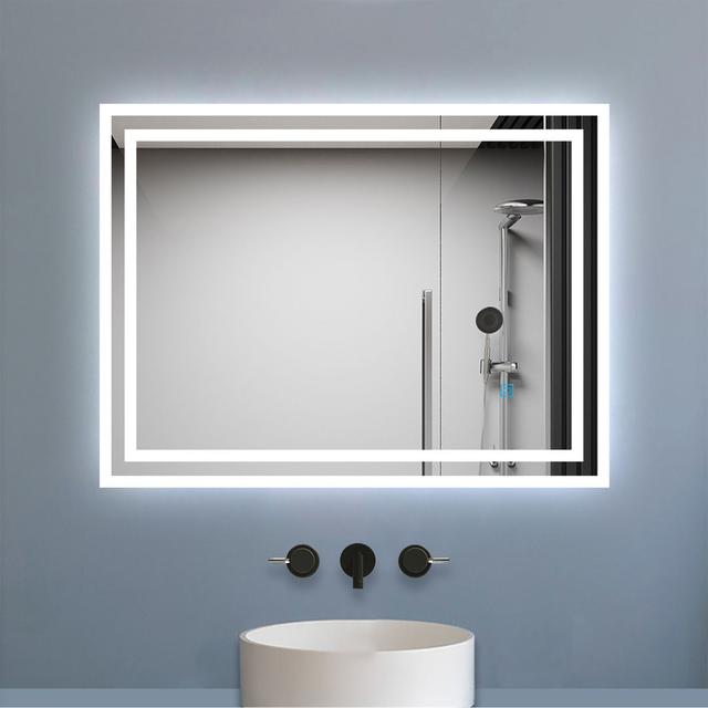 Clatie Rectangle Mirror Metro Lane Size: 80cm x 60cm on Productcaster.