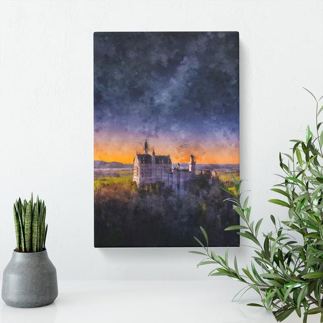 Neuschwanstein Castle At Dusk - Wrapped Canvas Print East Urban Home Size: 76cm H x 50cm W x 3cm D on Productcaster.