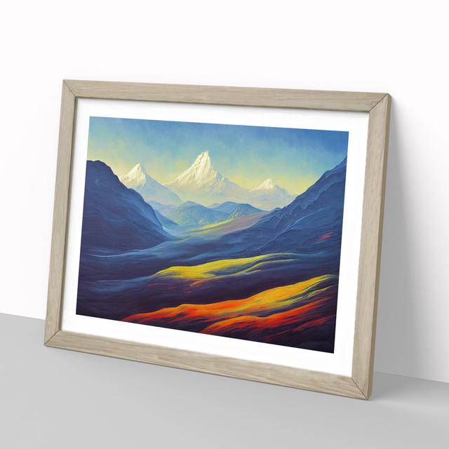 Vibrant Mountain Landscape - Picture Frame Graphic Art Alpen Home Frame Colour: Oak, Size: 46cm H x 64cm W x 2cm D on Productcaster.