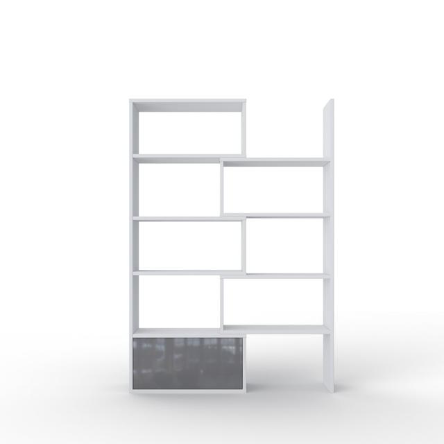 Paco W/SGMG Bookcase EUSGroup Frame Colour: White, Shelf Colour: Grey on Productcaster.