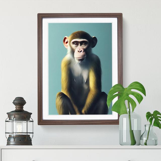 A Monkey Portrait No.3 - Single Picture Frame Painting World Menagerie Size: 34cm H x 25cm W x 2cm D, Frame Colour: Walnut Framed on Productcaster.