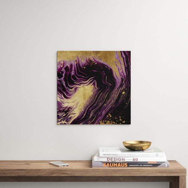 Plum and Gold Agate - Painting Print East Urban Home Format: Wrapped Canvas, Size: 66.04cm H x 66.04cm W x 1.27cm D on Productcaster.