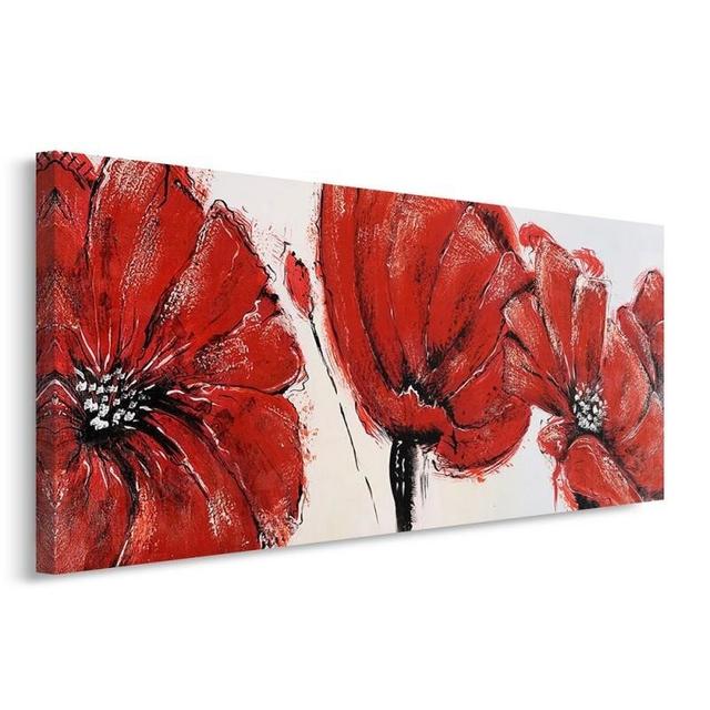 Leinwandbild Rote Blumen ModernMoments Größe: 50 cm H x 100 cm B x 3 cm T on Productcaster.