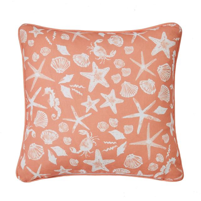 Lobster Indoor / Outdoor Animal Print Orange Square Throw Cushion Cover Fusion on Productcaster.