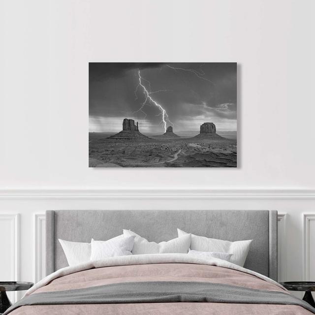 Storm on Monument Valley, Utah (B&W) by Pangea Images - Wrapped Canvas Art Prints Gracie Oaks Size: 70cm H x 100cm W x 4cm D on Productcaster.