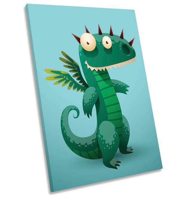 Cute Crocodile Monster Kids Room - Wrapped Canvas Graphic Art Zoomie Kids Size: 76.2cm H x 50.8cm W on Productcaster.