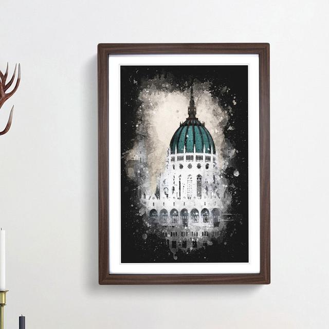 Parliament Building in Budapest - Picture Frame Graphic Art Print East Urban Home Size: 33cm H x 24cm W x 2cm D, Frame Option: Walnut Framed on Productcaster.