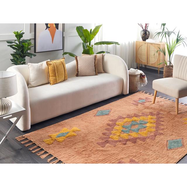 Anstus Geometric Hand Woven Hand Tufted Orange Area Rug Latitude Vive Rug Size: Rectangle 140 x 200cm on Productcaster.