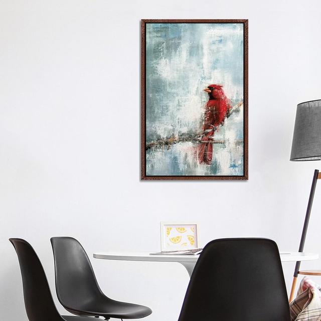 Wintry Red by Christopher Lyter - Graphic Art Print on Canvas Ebern Designs Format: Classic Brown Wood Framed, Size: 101.6cm H x 66.04cm W x 3.81cm D on Productcaster.