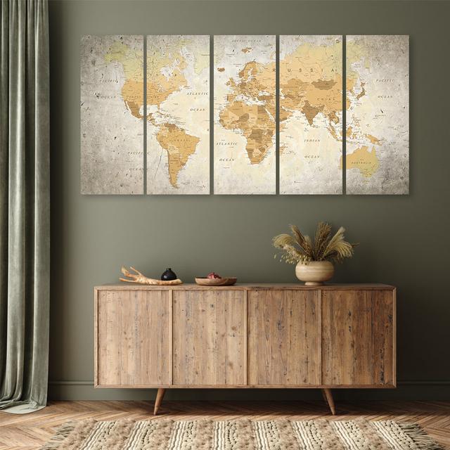 Leinwandbild World Map Brown Williston Forge Größe: 80 cm H x 200 cm B on Productcaster.