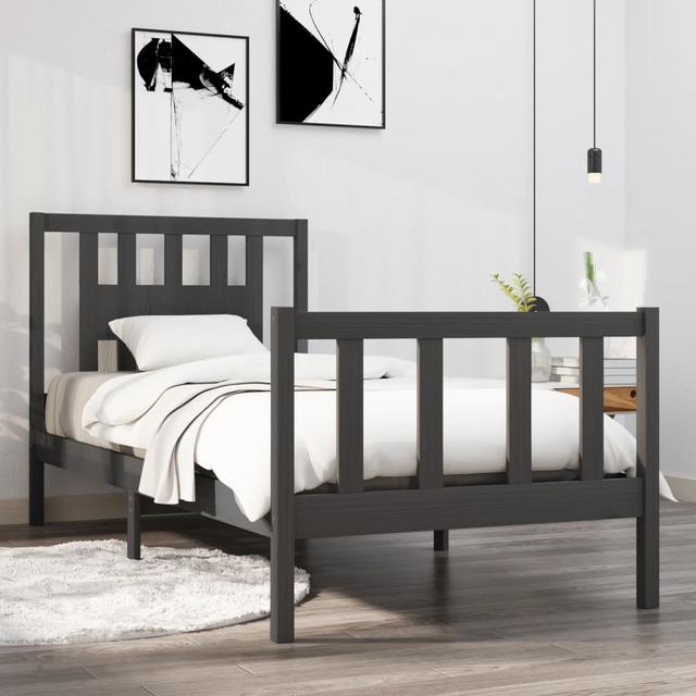 Aliriza Solid Wood Bed Marlow Home Co. Colour: Grey, Size: Single (3') on Productcaster.