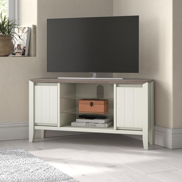 Izzie TV Stand for TVs up to 43" August Grove Colour: Ivory/Brown on Productcaster.