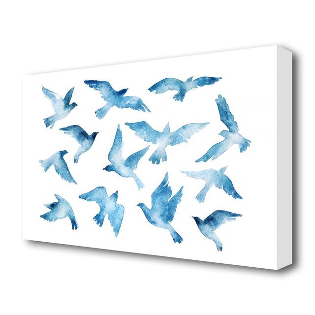 Blue Doves Wildlife - Wrapped Canvas Graphic Art Print" East Urban Home Size: 50.8 cm H x 81.3 cm W on Productcaster.