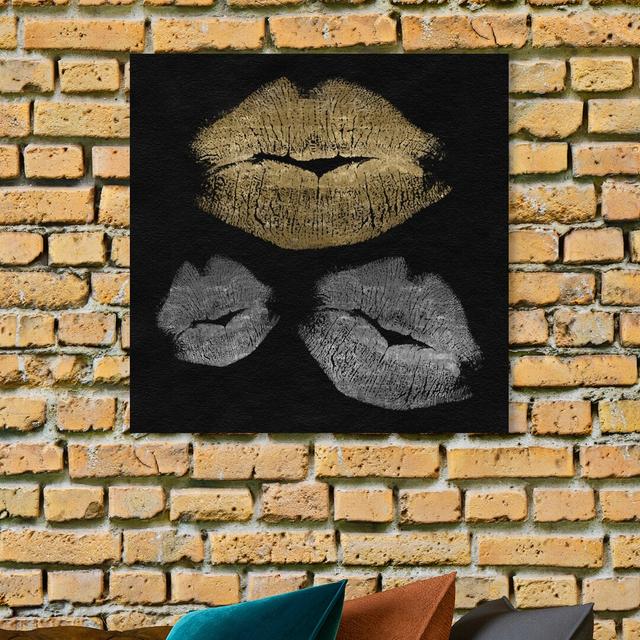 'Gold and Silver Kisses' Graphic Art on Wrapped Canvas East Urban Home Size: 30.5 cm H x 30.5 cm W x 3.8 cm D on Productcaster.