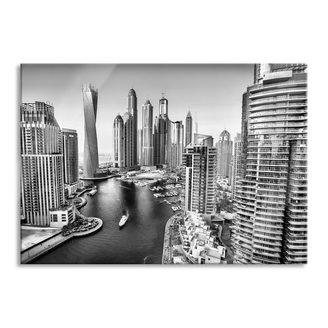 Glasbild Dubai Metropole Brayden Studio Größe: 70 cm H x 100 cm B x 0,4 cm T on Productcaster.