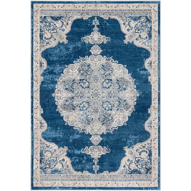 Uttoxeter Oriental Hand Woven Navy/Light Grey Area Rug Bloomsbury Market Rug Size: Rectangle 90 x 150cm on Productcaster.