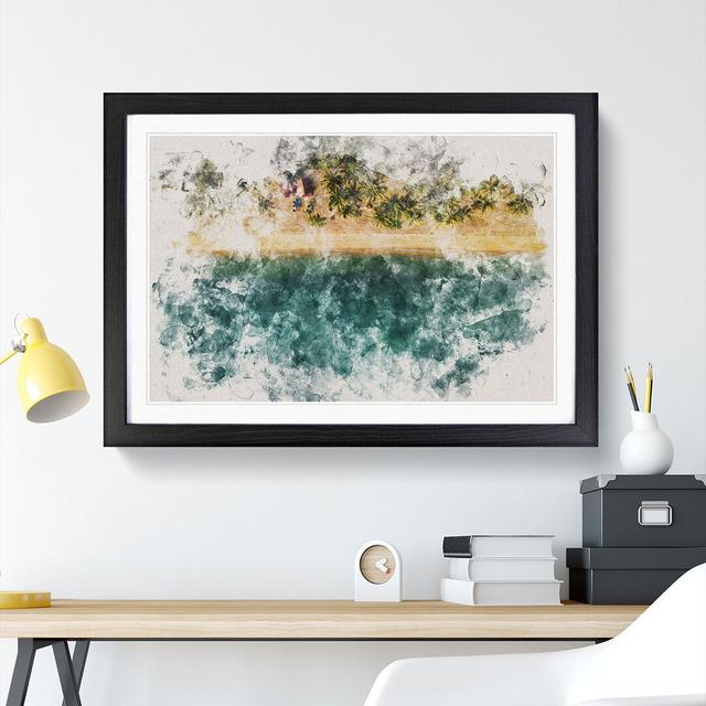 The Fishing Boat Watercolour - Picture Frame Graphic Art East Urban Home Frame Option: Black Framed, Size: 65cm H x 90cm W x 2cm D on Productcaster.