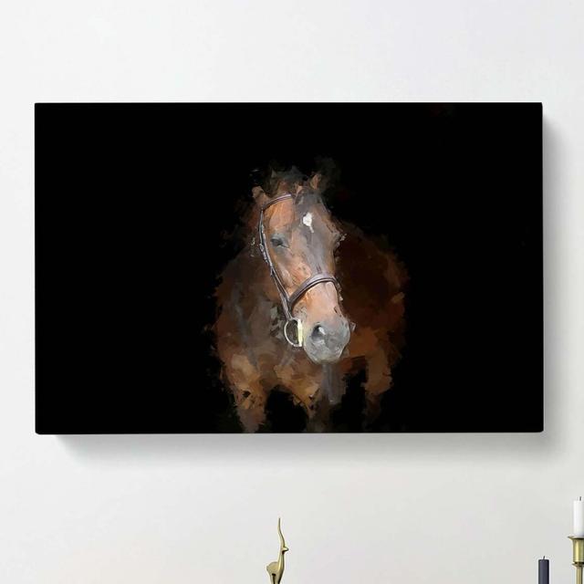 Brown Horse in the Shadows in Abstract - Wrapped Canvas Painting Print East Urban Home Size: 60cm H x 91cm W x 3cm D on Productcaster.