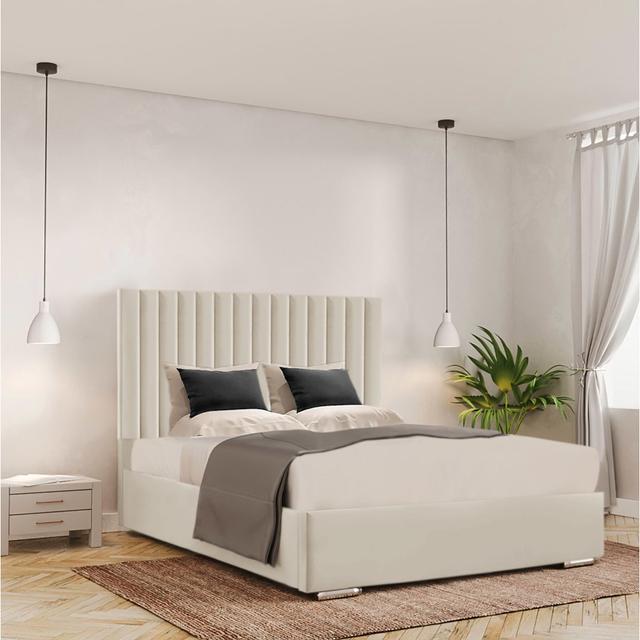 Celetha Bed Frame Ivy Bronx Size: Single (99 x 211 cm), Colour: Cream on Productcaster.